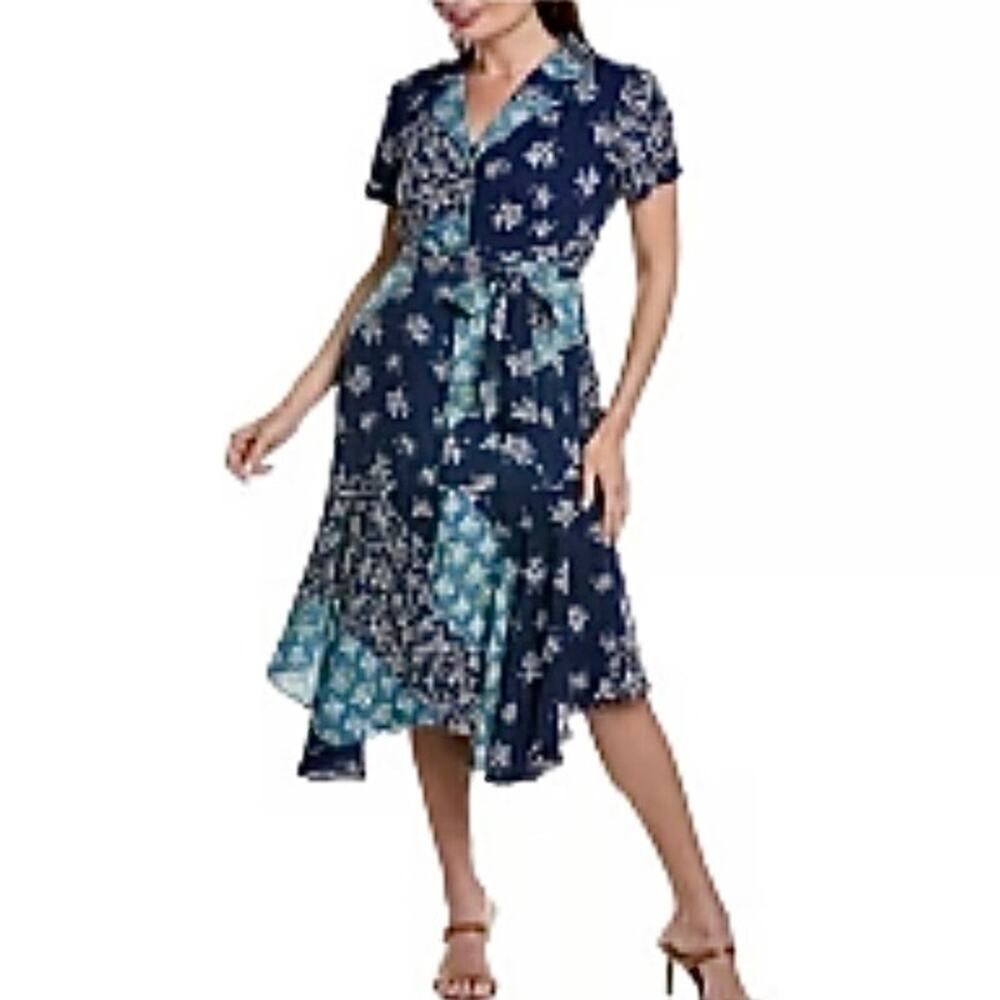 Nanette Lepore Blue Floral Midi Dress